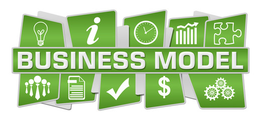 Business Model Green Symbols Top Bottom 