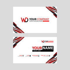 the WD logo letter with box decoration on the edge, and a bonus business card with a modern and horizontal layout.