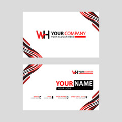 the WH logo letter with box decoration on the edge, and a bonus business card with a modern and horizontal layout.