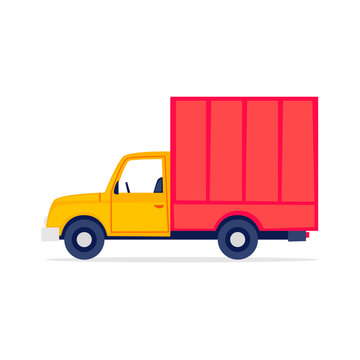Trucking, truck, moving, boxes. Flat style vector illustration
