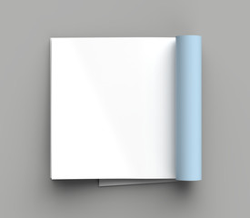Square magazine, brochure or catalog mock up isolated left page on gray background. 3d illustration