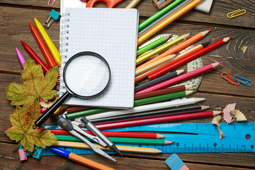 Naklejka premium schoolboy items on the table