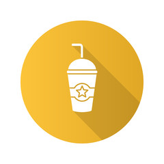 Cinema cold drink flat design long shadow glyph icon