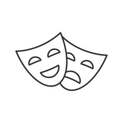 Comedy and tragedy masks linear icon