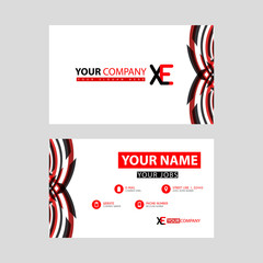 Business card template in black and red. with a flat and horizontal design plus the XE logo Letter on the back.