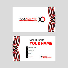 Business card template in black and red. with a flat and horizontal design plus the XO logo Letter on the back.