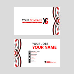 Business card template in black and red. with a flat and horizontal design plus the XS logo Letter on the back.