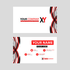 Business card template in black and red. with a flat and horizontal design plus the XY logo Letter on the back.