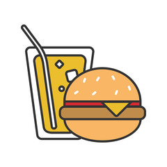 Burger and soda color icon