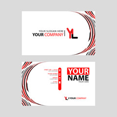 Letter YL logo in black which is included in a name card or simple business card with a horizontal template.