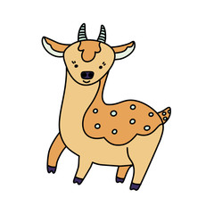 Coloured deer  line icon