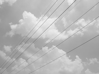 Silhouette Wire with cloud sky