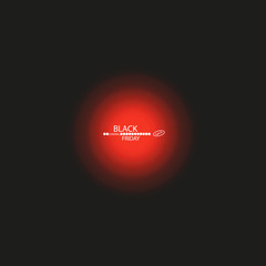 Black Friday sale poster or banner. Glowing colorful circle with red light effect on black abstract background. Design template for shopping