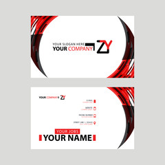 Modern business card templates, with ZY logo Letter and horizontal design and red and black colors.