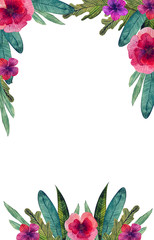 Flower frame with watercolor