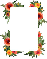 Flower frame with watercolor