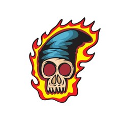 Hip hop awesome skull drawing for t shirt, card, sticker