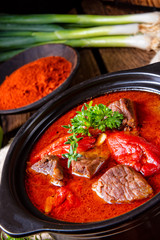A real Hungarian goulash with beef and paprika