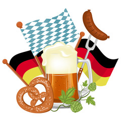Oktoberfest beer festival. Illustration or poster for feast.