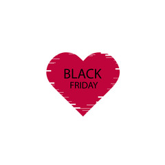 Illustration of an isolated line art heart icon with the text BLACK FRIDAY and glitch