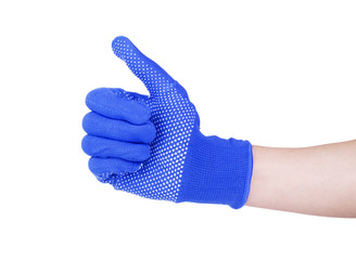 A hand wearing glove with action gesture