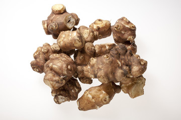 Jerusalem artichoke on a white background