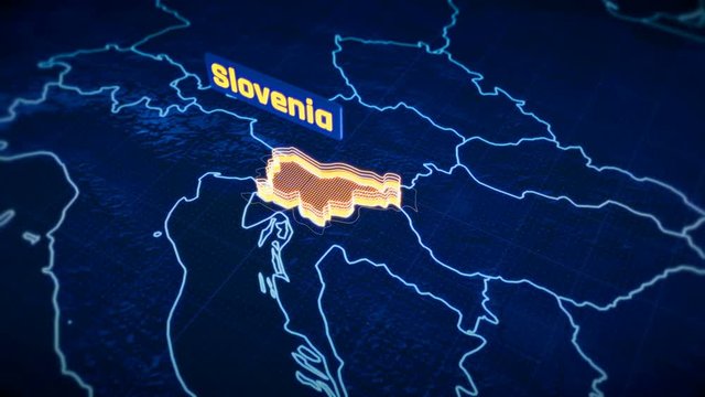 Slovenia country border 3D visualization, modern map outline, travel