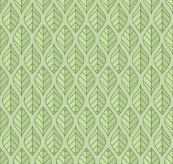 Geometric green leaves vector seamless pattern. Abstract vector texture. Leaf background.