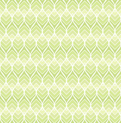 Vector Green Leaves Seamless Pattern. Abstract Grid Background. Geometric texture.