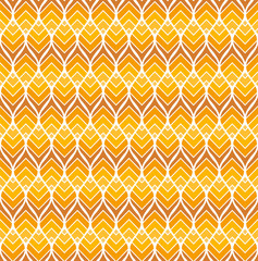 Vector Golden Leaves Seamless Pattern. Abstract Grid Background. Geometric texture.