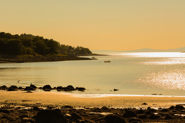 Trondheim fjord during summer sunset 