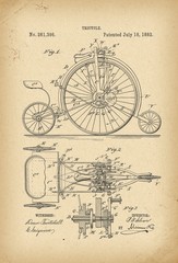 1882 Patent Velocipede Tricycle Bicycle archival history invention
