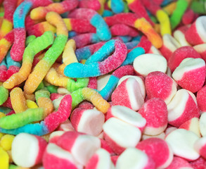 Colorful jelly candies in the shop.