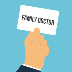 Man showing paper FAMILY DOCTOR text