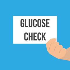 Man showing paper GLUCOSE CHECK text