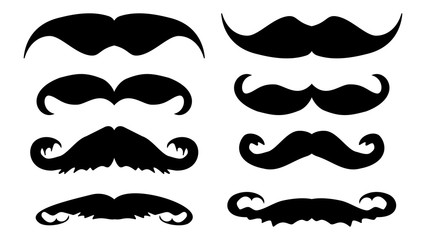 Set of man moustaches isolated on white background, also as logo template.