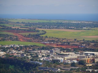 Fototapeta premium Mauritius west coast rural landscape viewed from mountain
