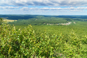 Fototapeta na wymiar View from Lipovaya Mount. It mountain in the Sverdlovsk region, in the village Chernoistochinsk