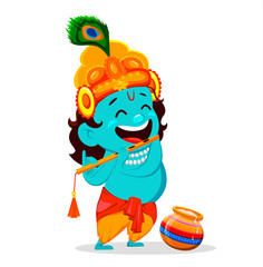 Funny cartoon character Lord Krishna