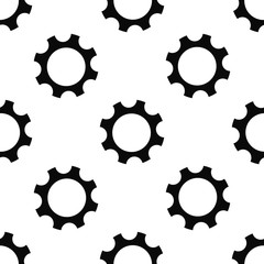 Seamless geometric pattern with gears. Black and white.