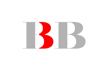 grey red number bb b b logo company icon design