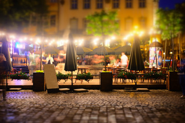 abstract blur image of night festival in a restaurant - 216834540