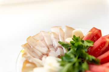 salo tomatoes parsley onion and garlic on the table