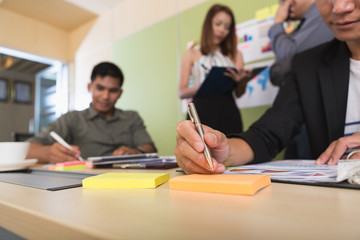 Businessman and team talking and briefing of business plan and strategy at meeting room