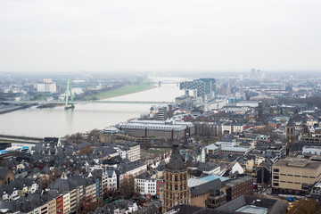 View of the city of Cologne from the top of the tower of Cologne Cathedral