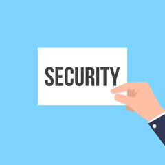 Man showing paper SECURITY text