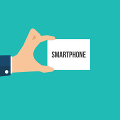 Man showing paper SMARTPHONE text