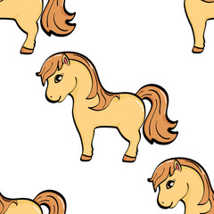 Seamless background, animal object. A horse, a pony.