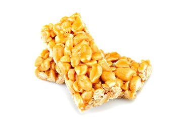 Peeled peanuts in caramel.Candy bar natural.