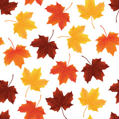 Fallen autumn leaves seamless pattern texture